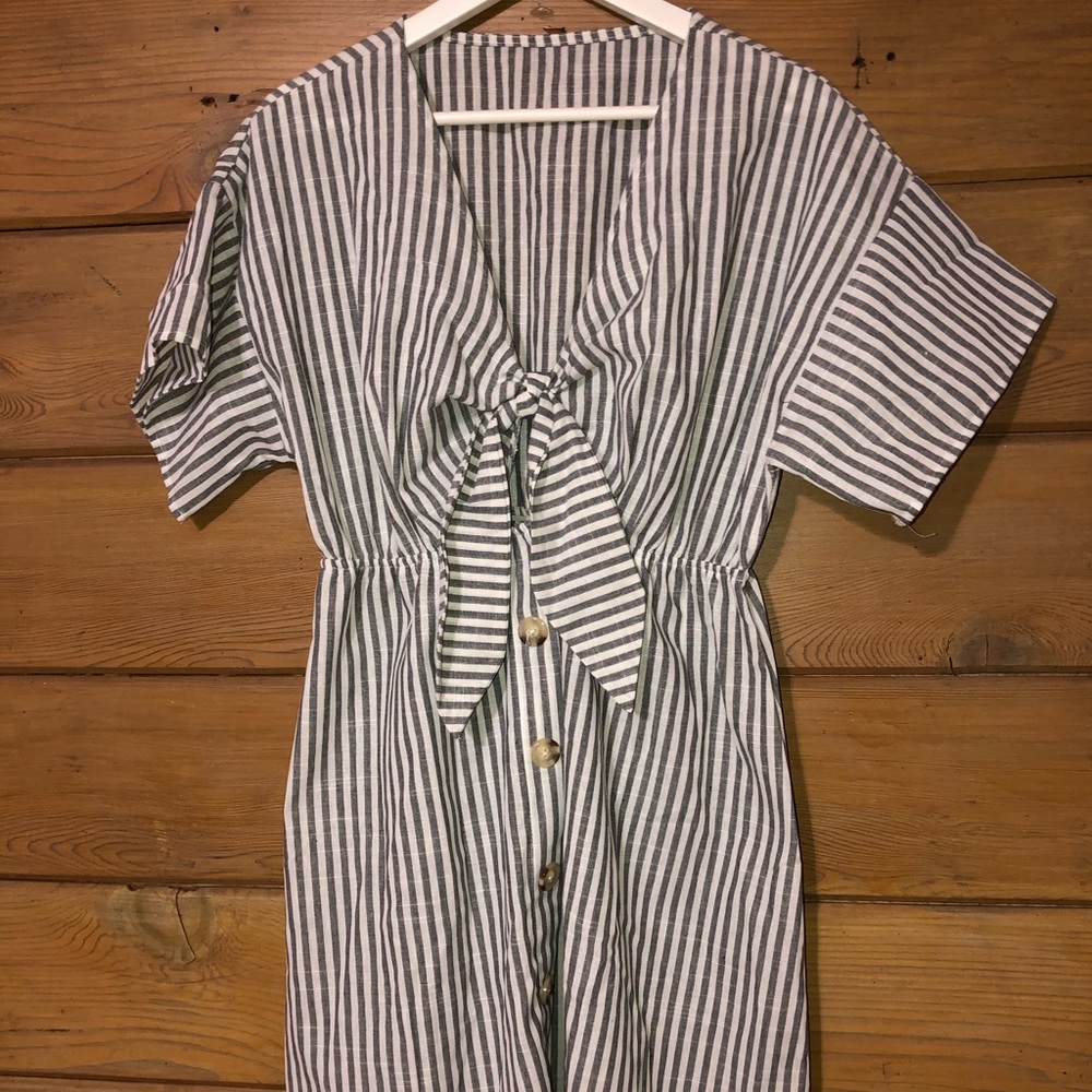 Grey Stripped Summer Dress